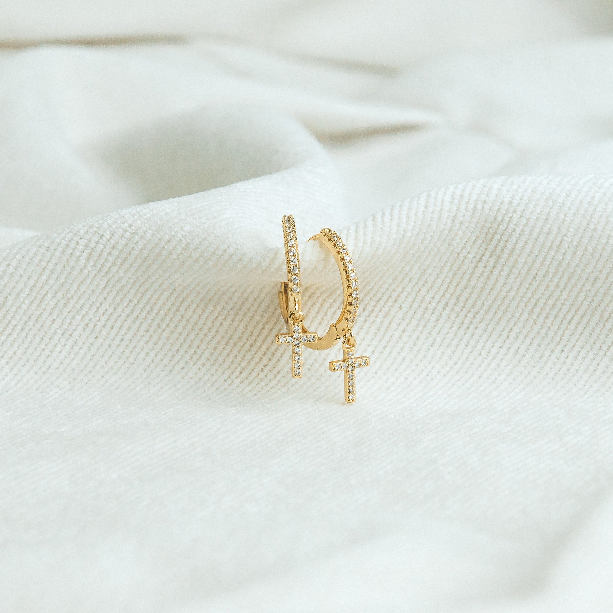 Small Cross Earrings Gold