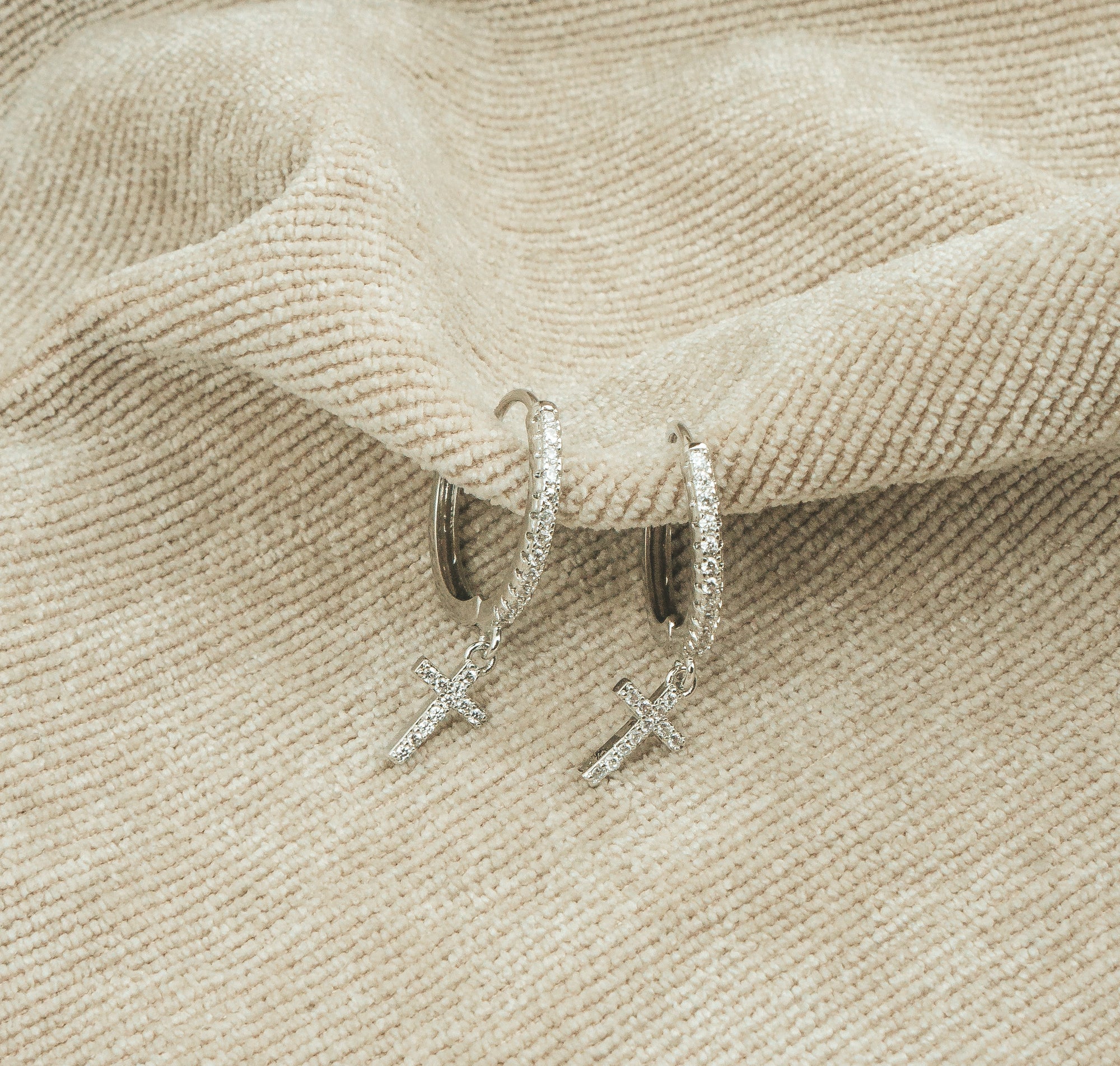 Small Cross Earrings Silver