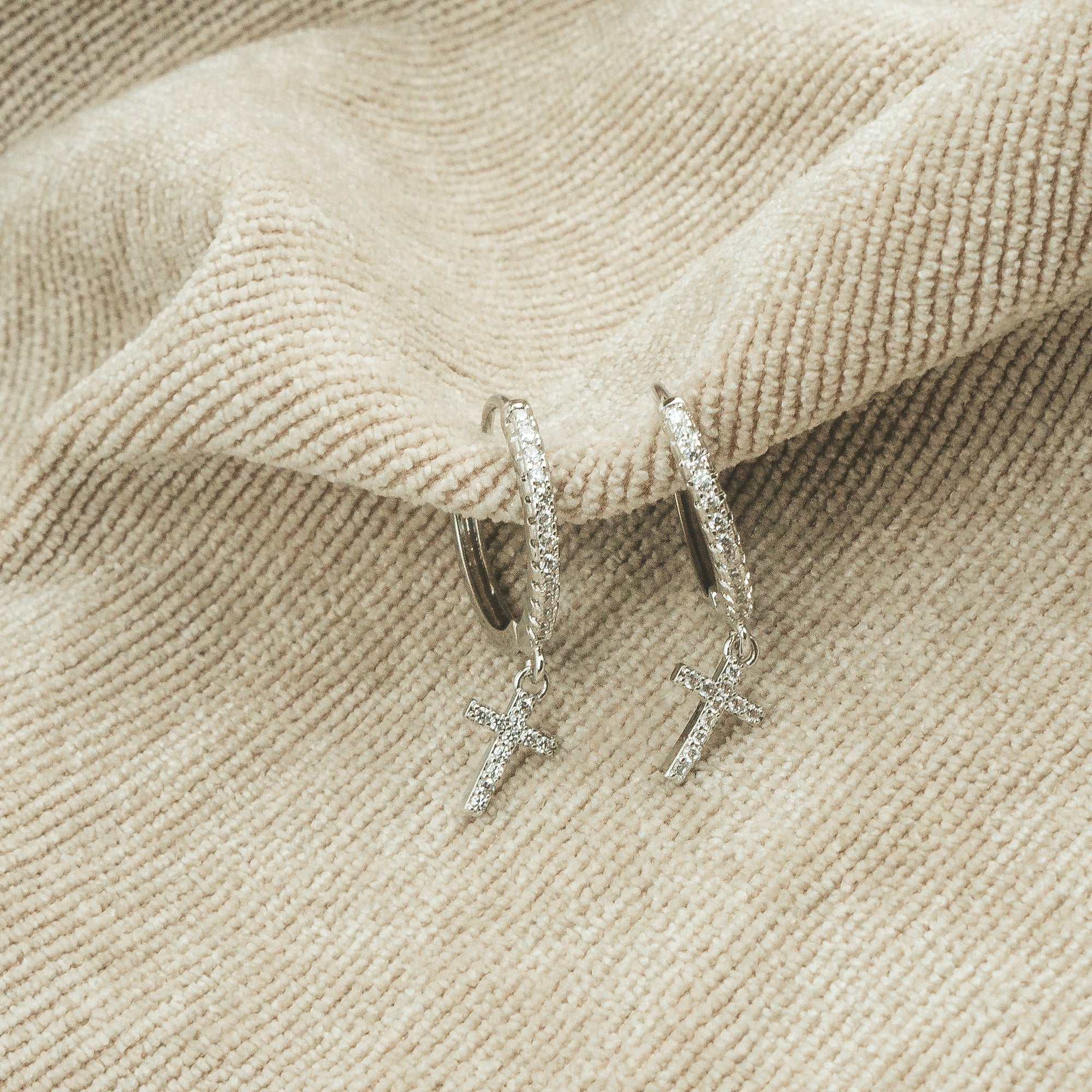 Small Cross Earrings Silver