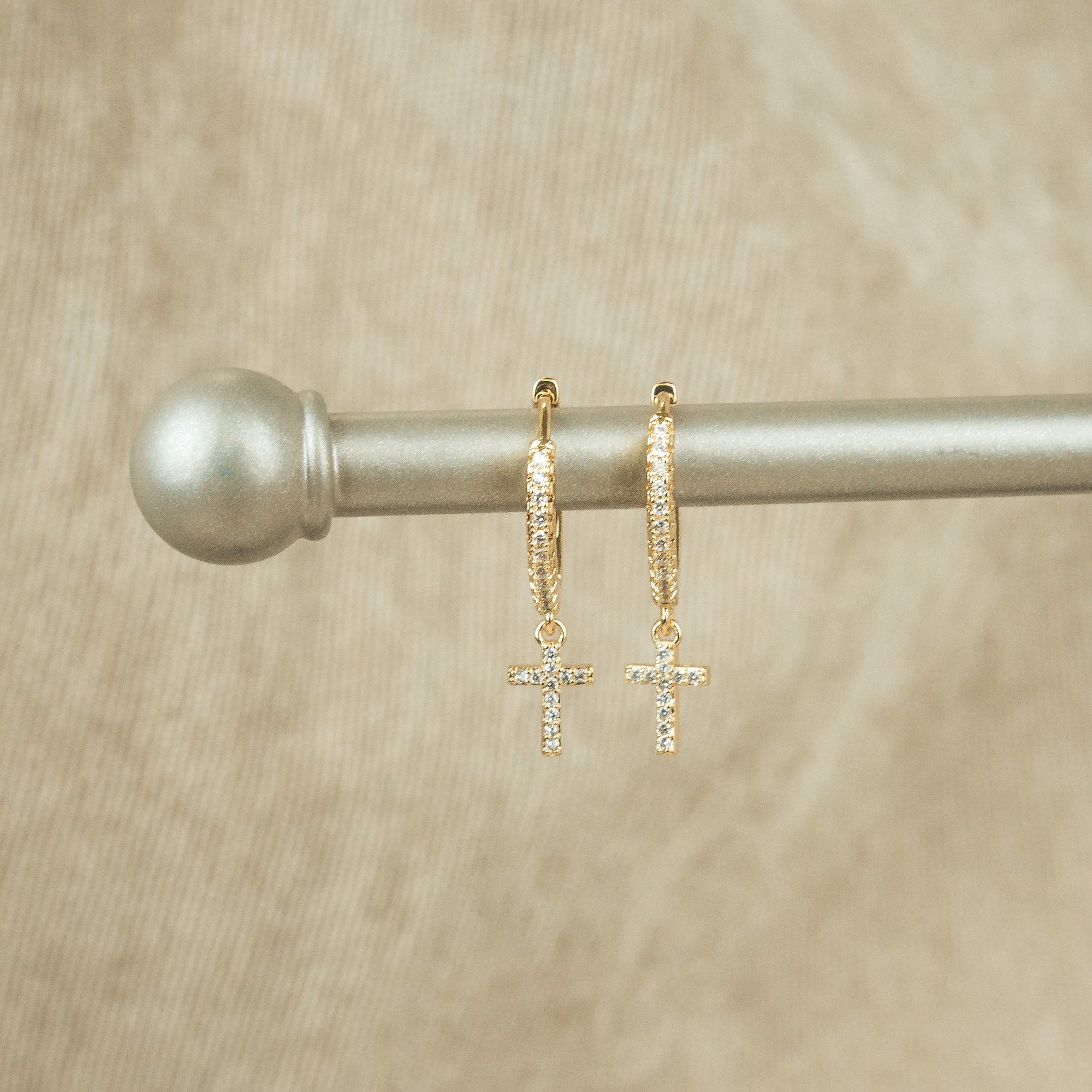 Small Cross Earrings Gold