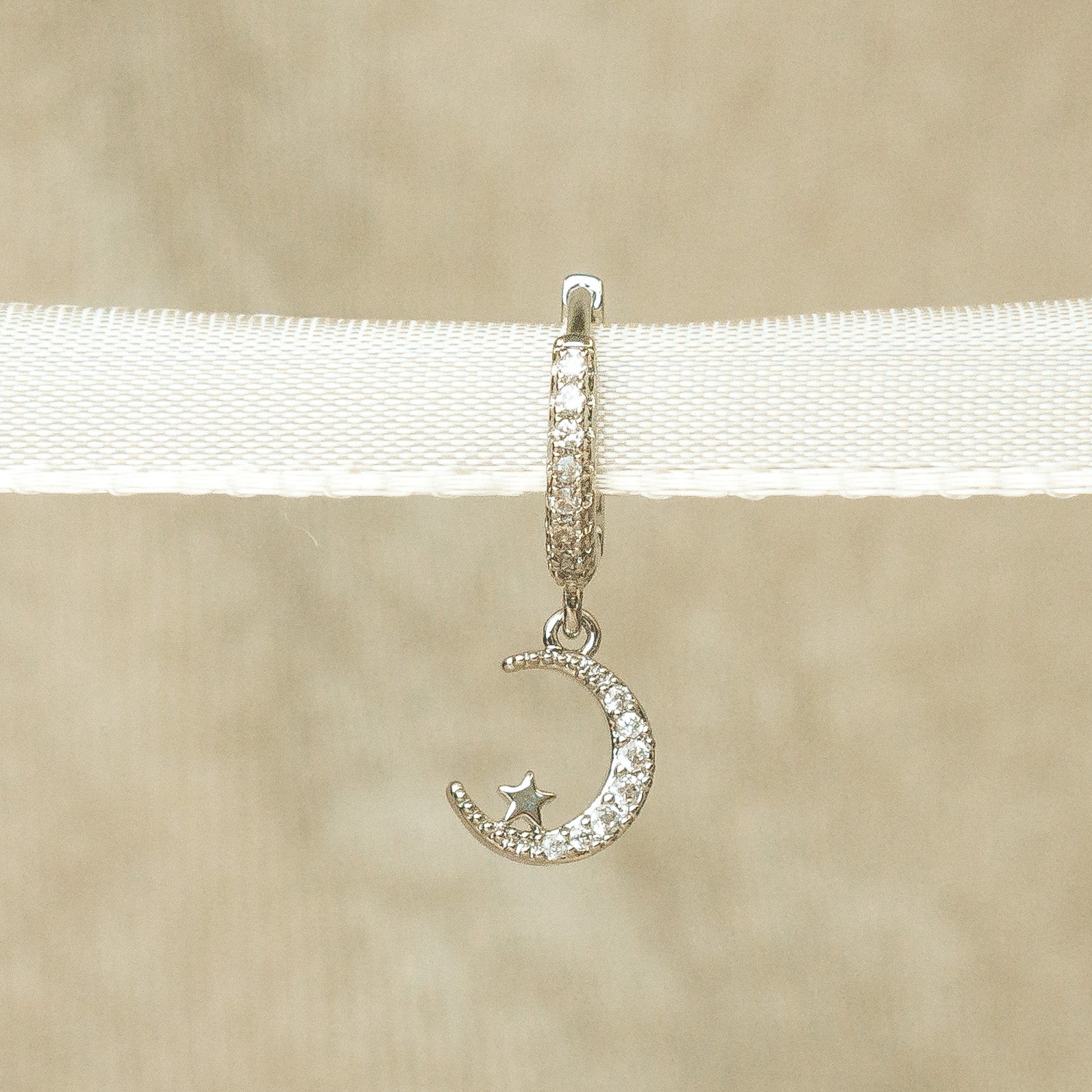 Sparkly Moon Earrings Silver