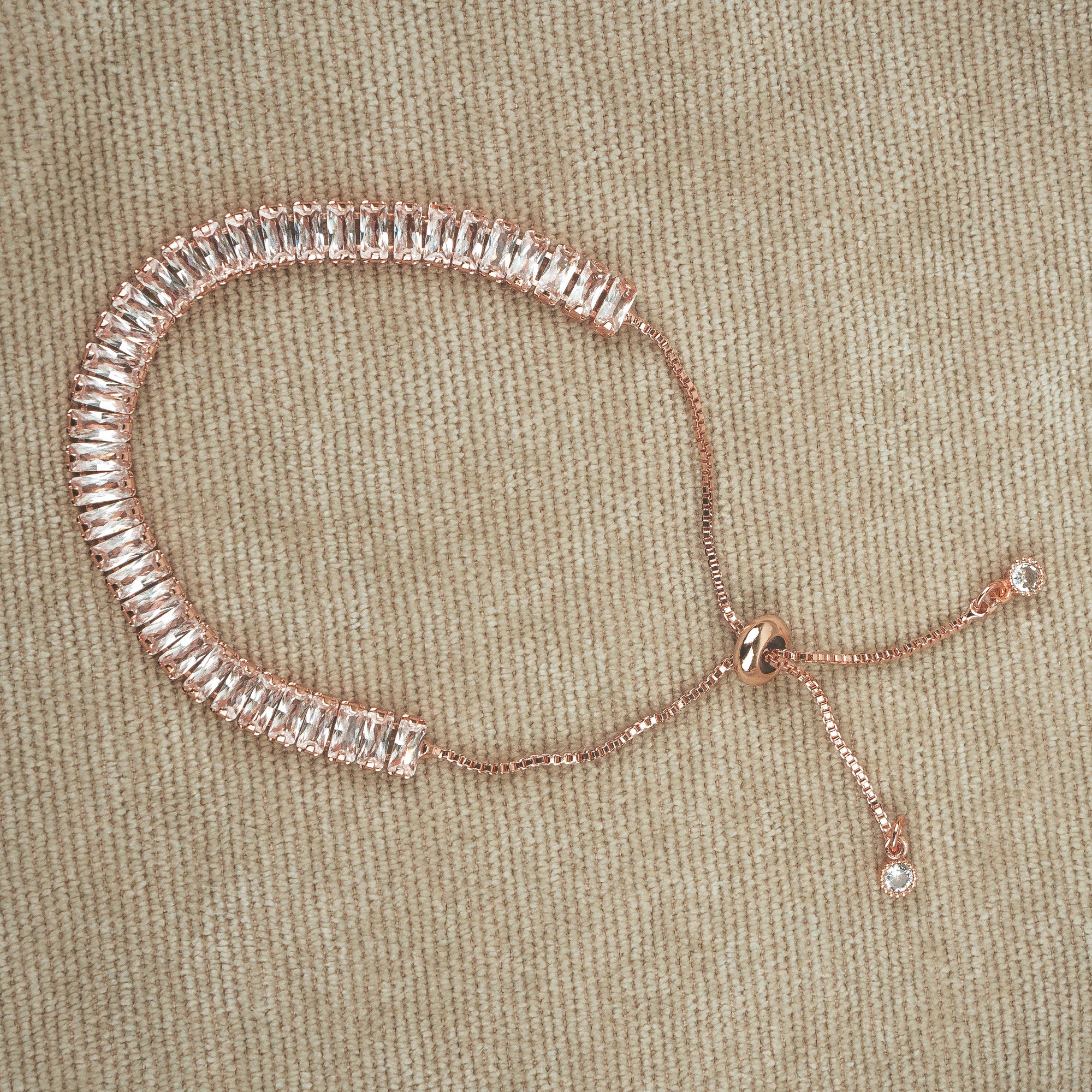 Long Stone Adjustable Bracelet Rose Gold