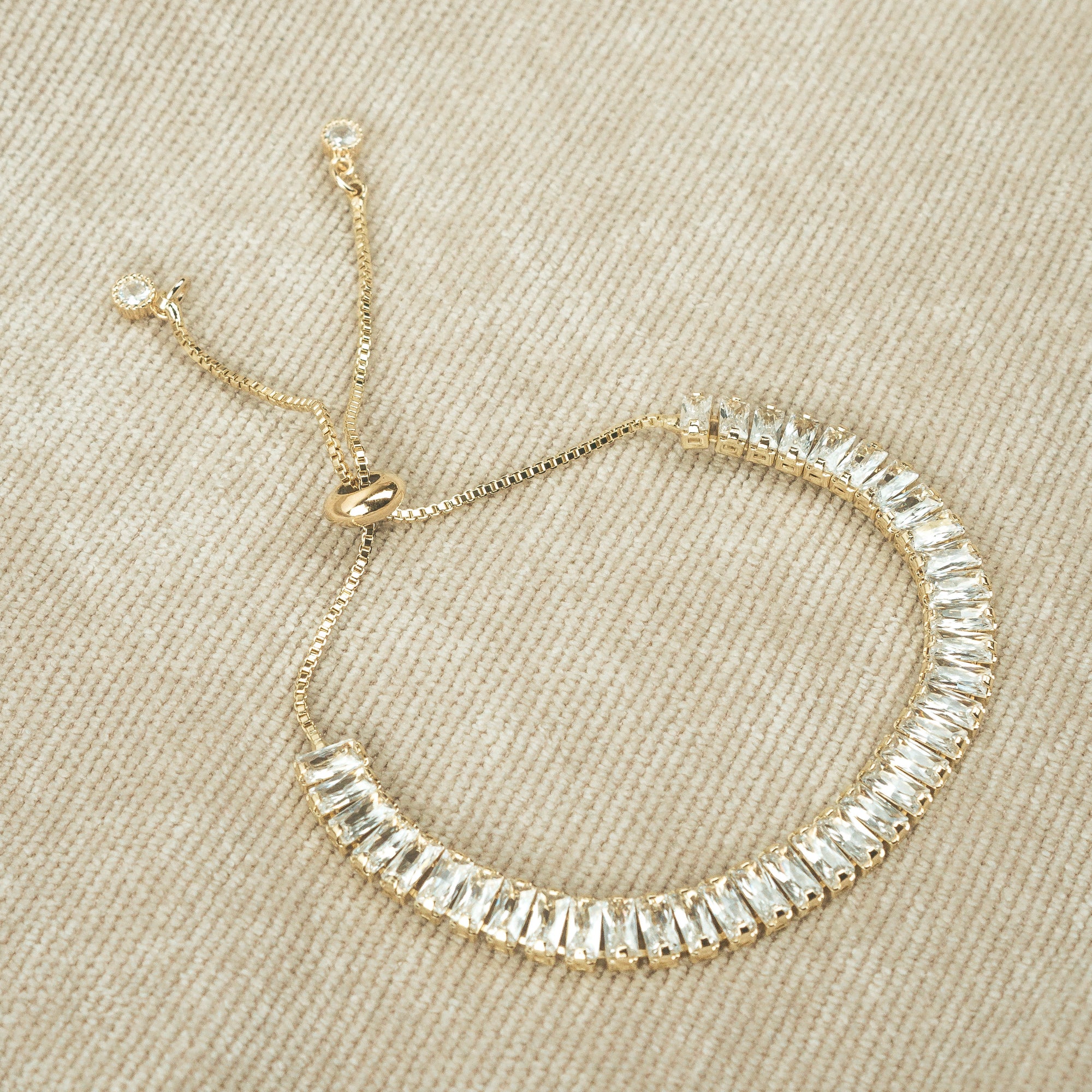 Long Stone Adjustable Bracelet Gold