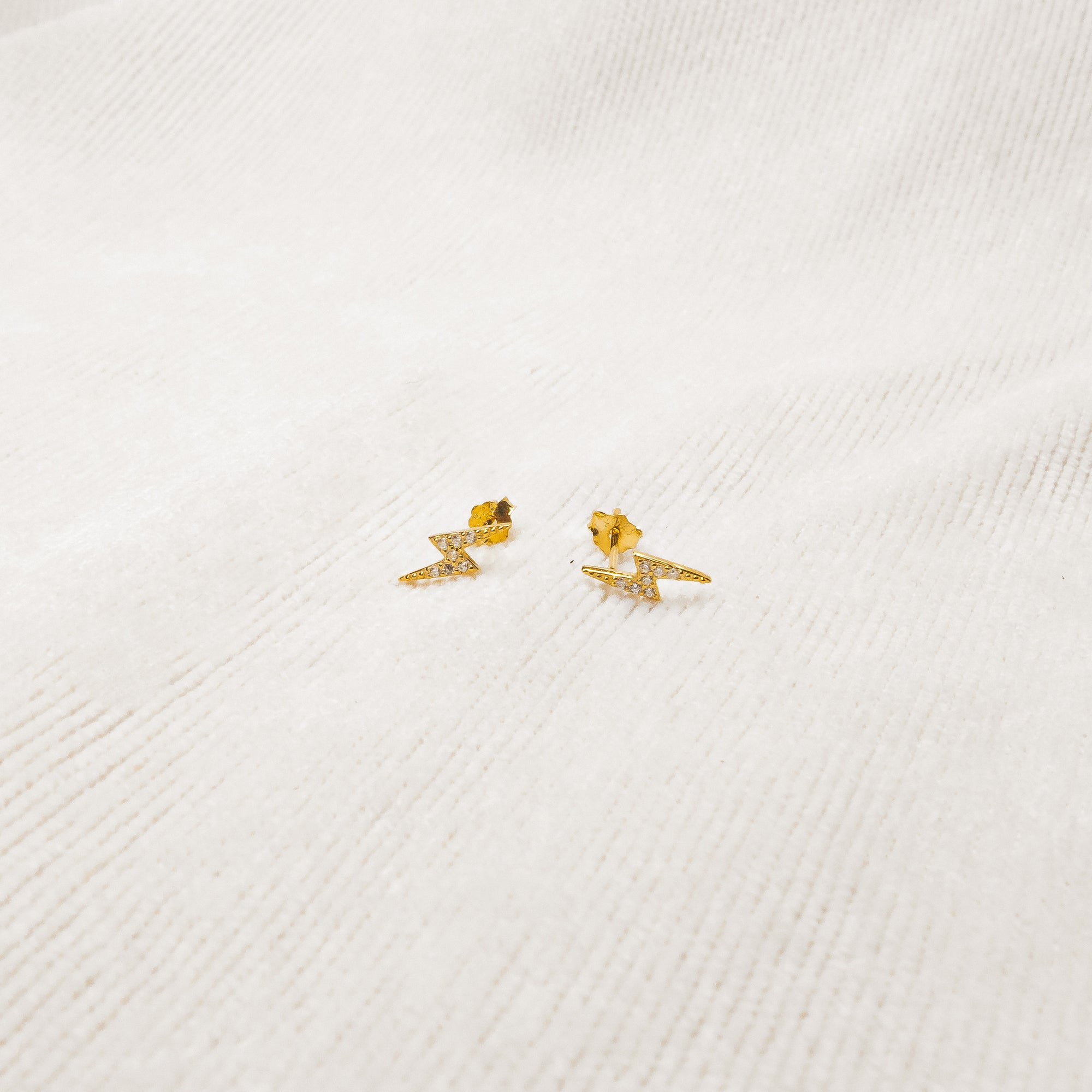 Lightning Studs Earrings Gold