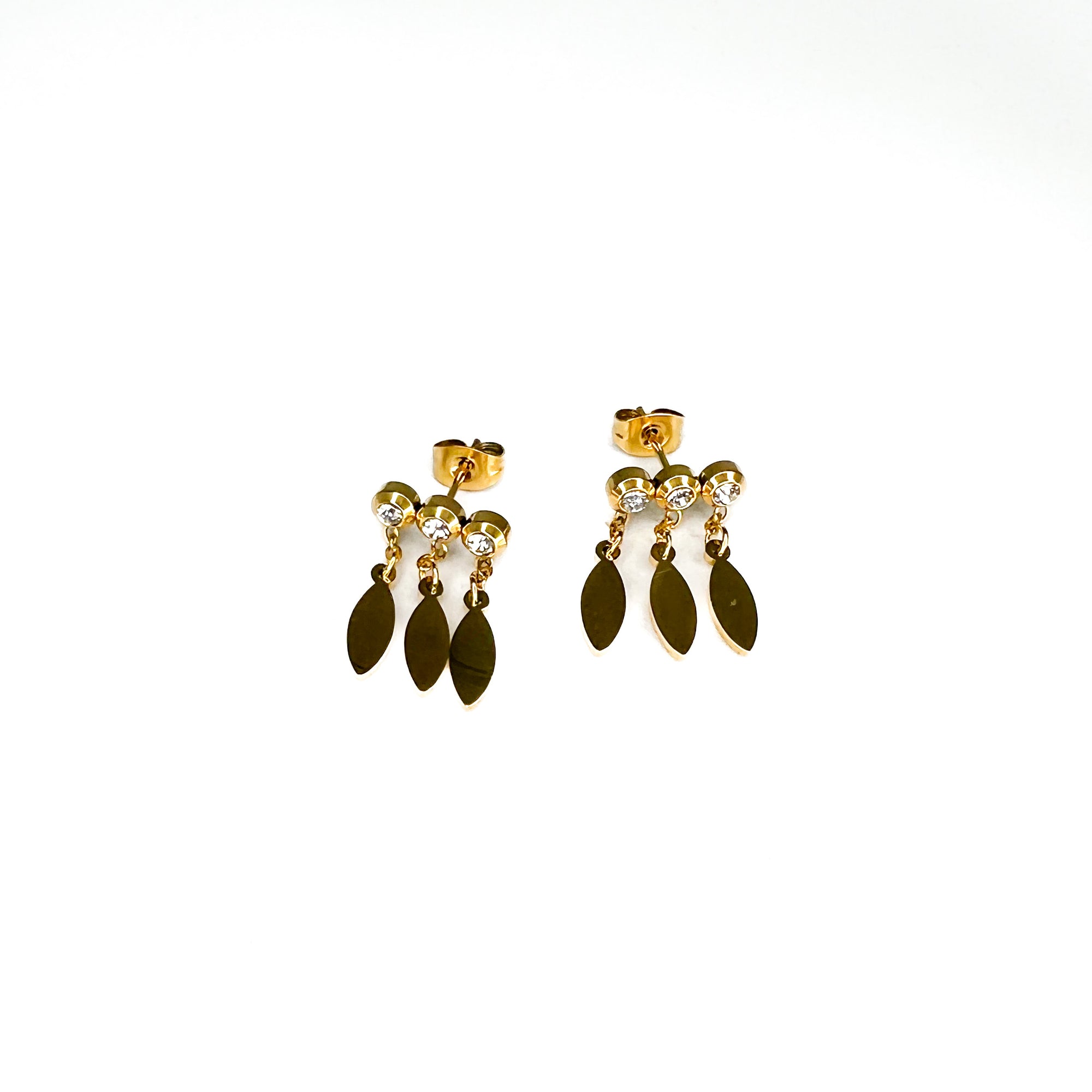 Hanging Feather Earrings Gold