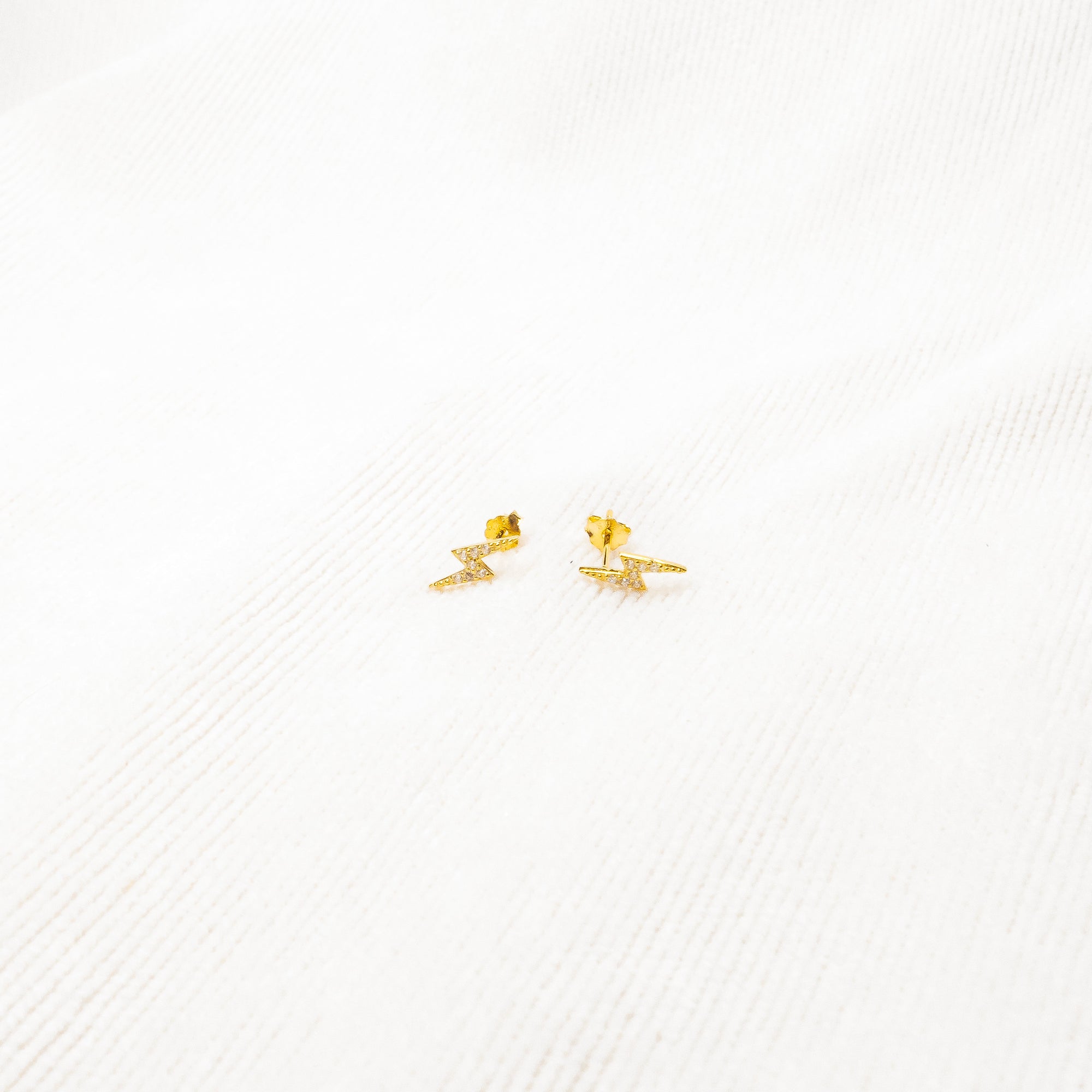 Lightning Studs Earrings Gold