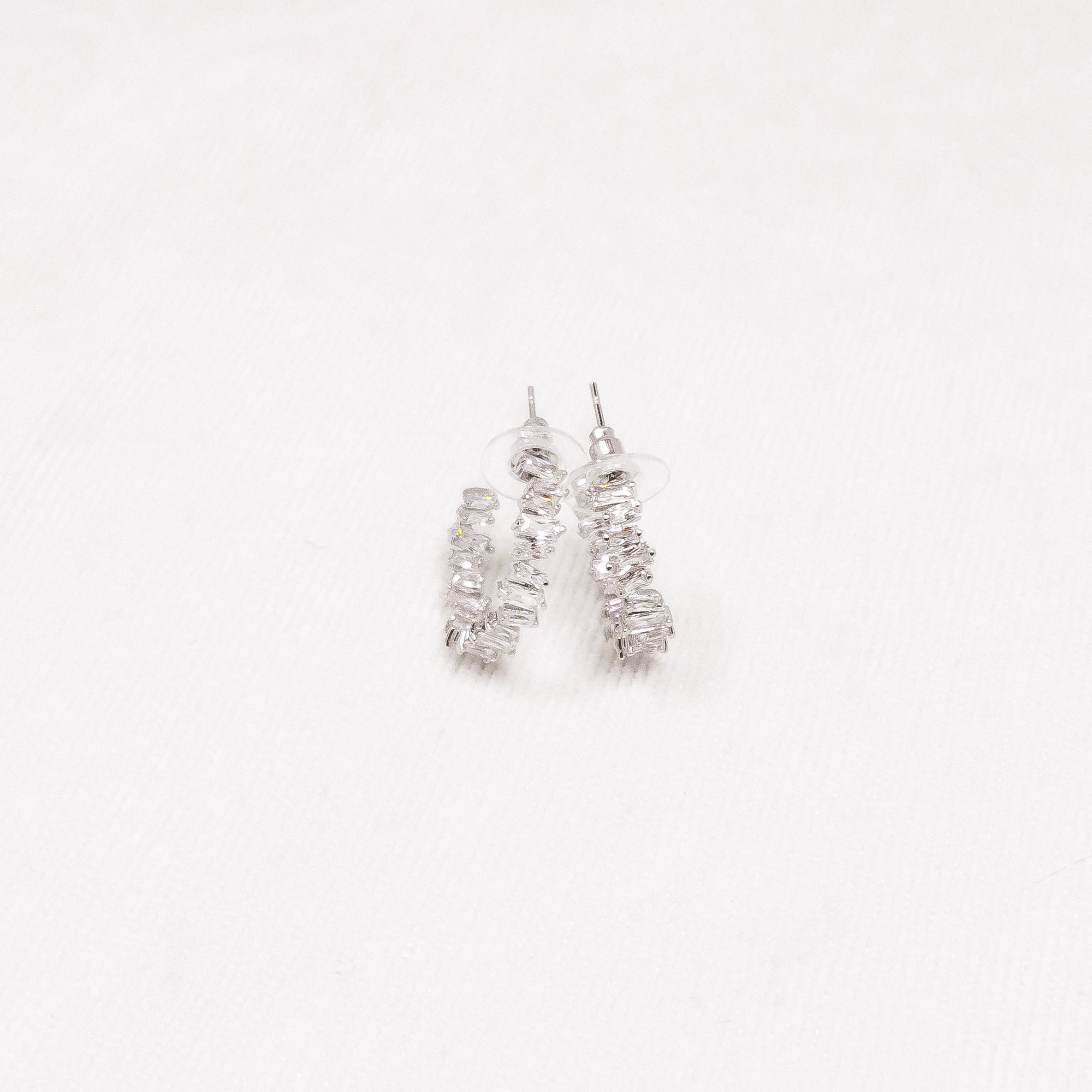 Long Stone Earrings Silver